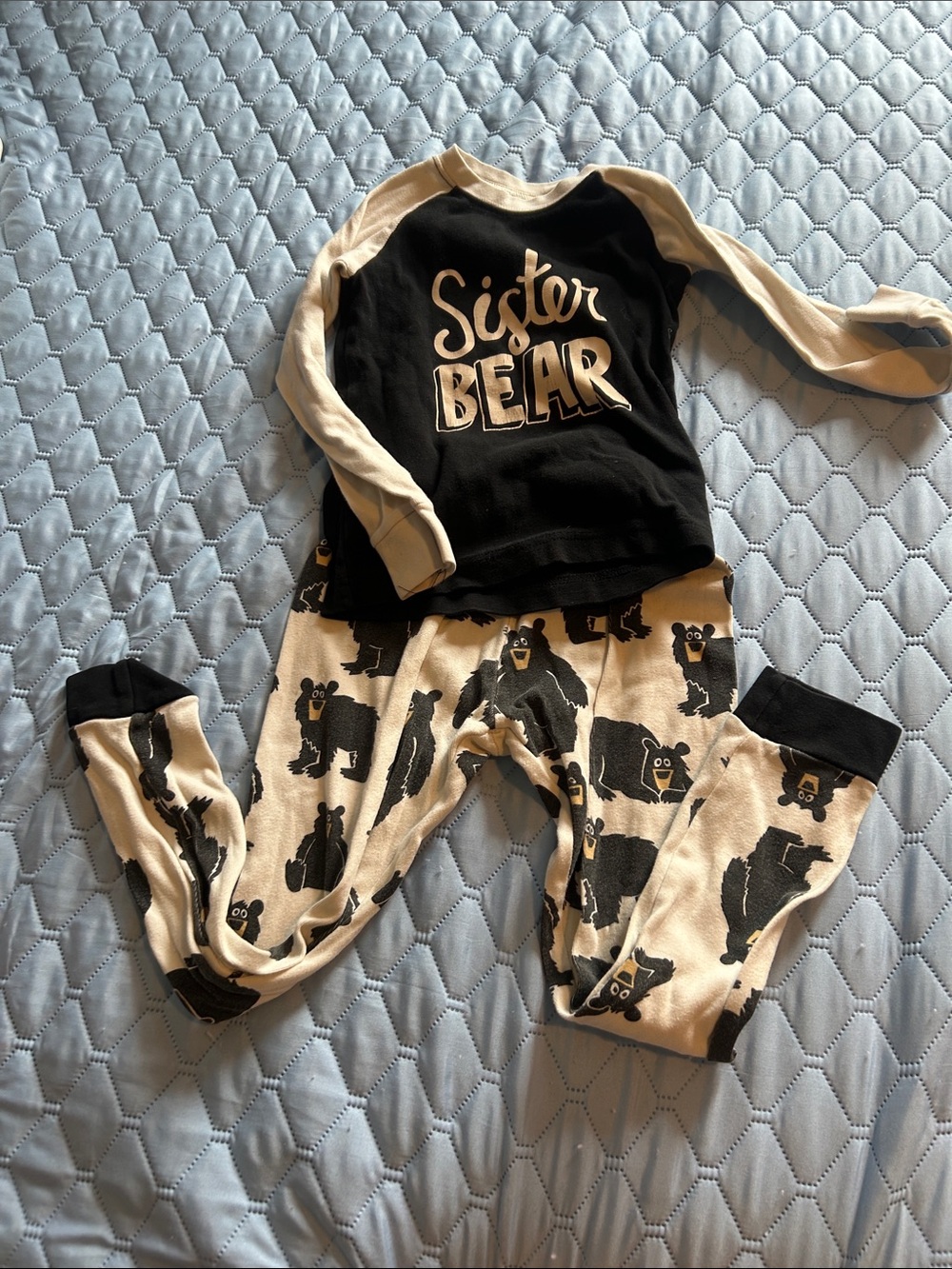 Lazy One Black and Cream 'Sister Bear' Kids Pajama Set